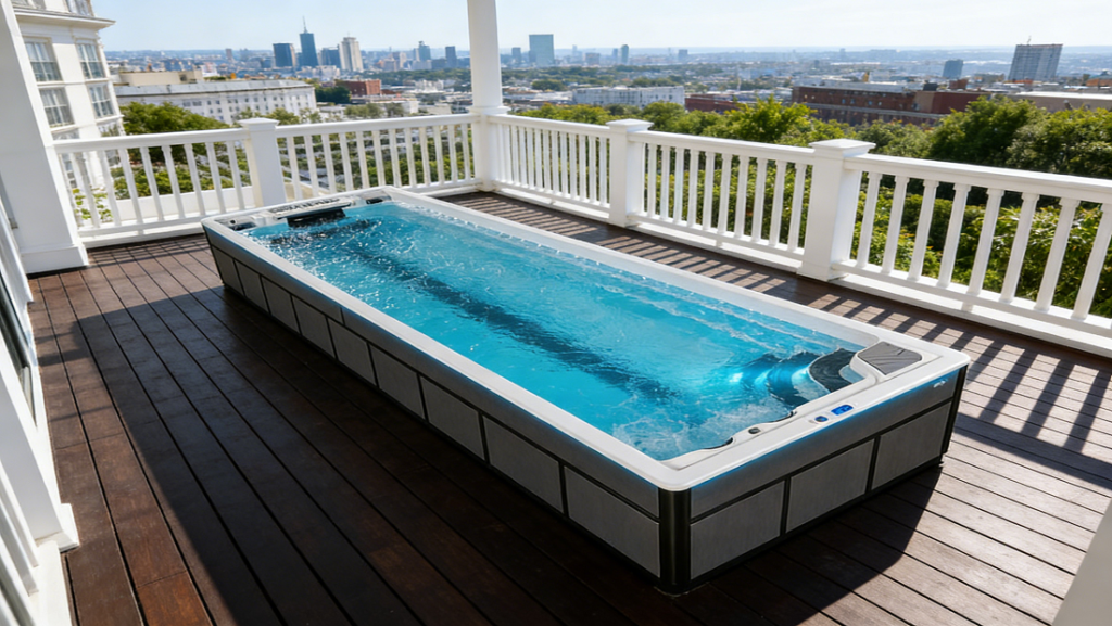 a custom-sized acrylic swimming pool