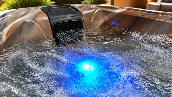 Blue LED lighting creating a calm underwater glow