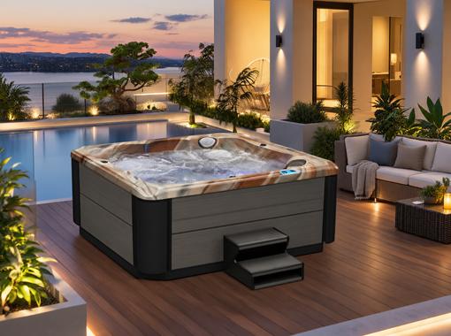 BD-004 hot tub installed on a backyard deck