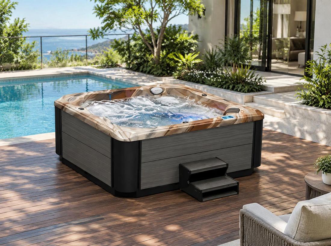 BD-004 hot tub installed on a wooden deck